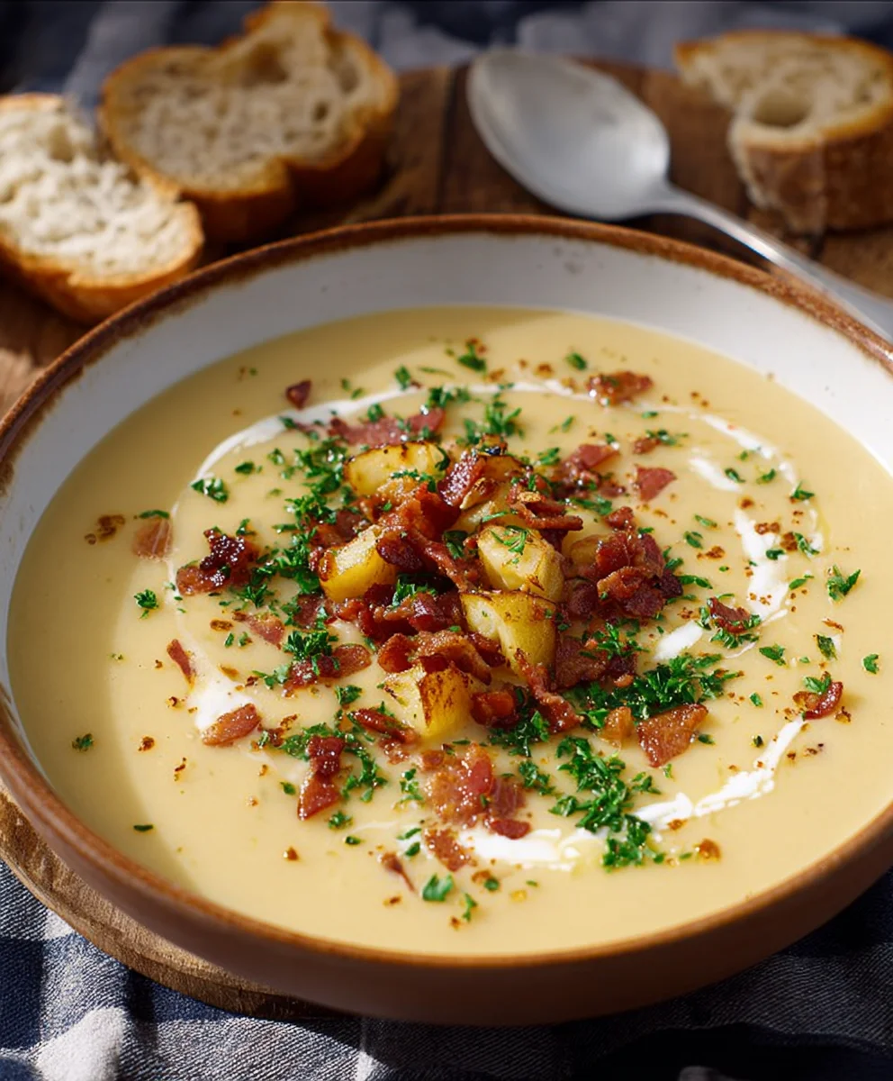 Herzhafte Rinderwürste-Bratkartoffelsuppe – Lecker!