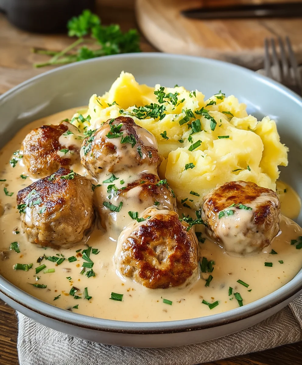 Hackbällchen in Sahnesauce mit Kartoffelbrei: Herzhaft & Familienrezept