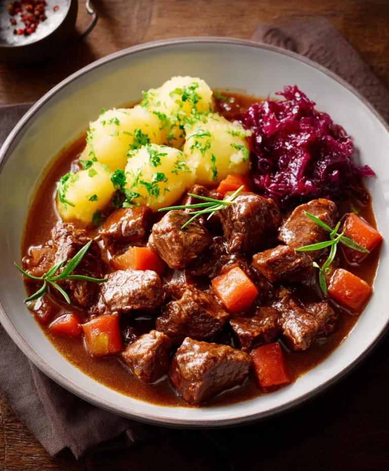 Herzhaftes Gulasch mit Glühwein-Twist – Einfaches Rezept