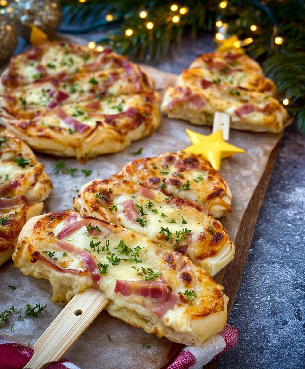 Pizza Weihnachtsbaum: Käse & Rindfleisch-Schinken
