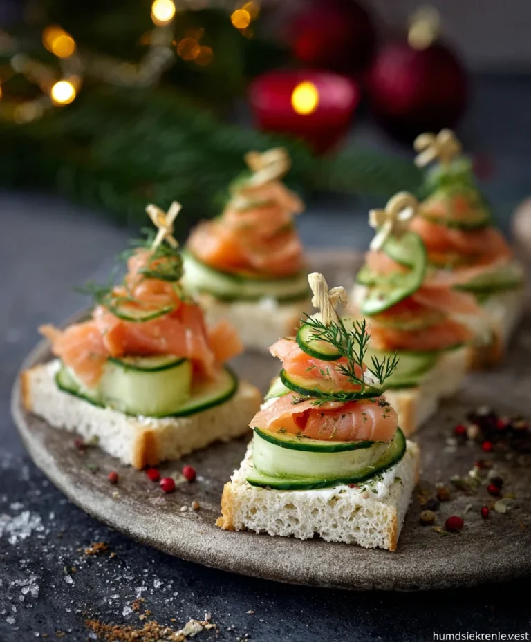Schnelle Tannenbaum-Sandwiches: Lachs-Gurken-Snack Xmas