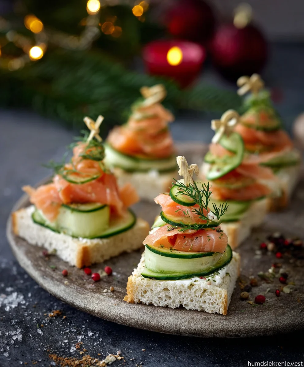 Schnelle Tannenbaum-Sandwiches: Lachs-Gurken-Snack Xmas