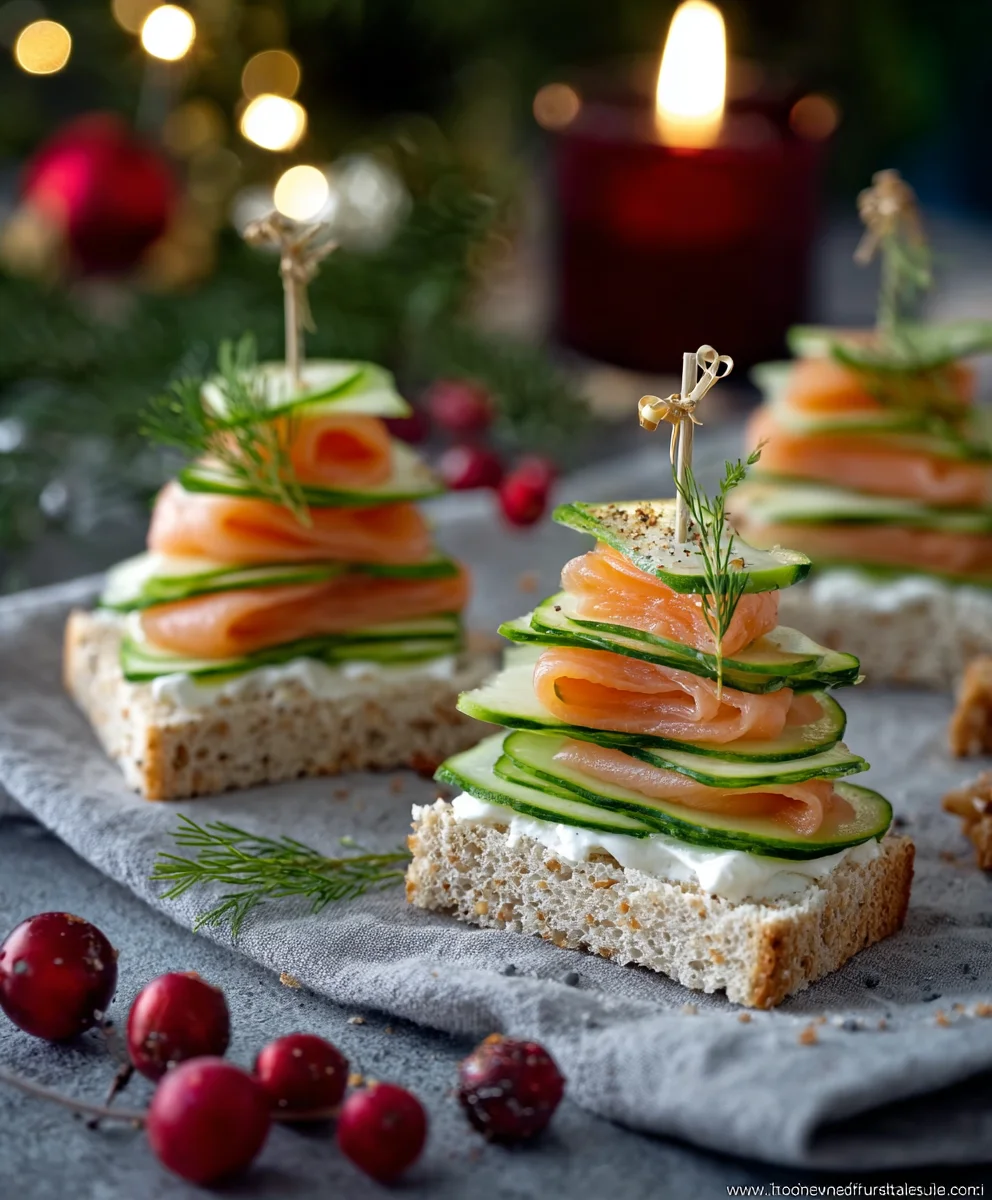 Schnelle Tannenbaum-Sandwiches: Lachs-Gurken-Snack Xmas