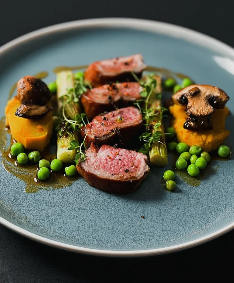 Iberico Rinderfilet: Süßkartoffel, Erbse, Spargel, Pilz