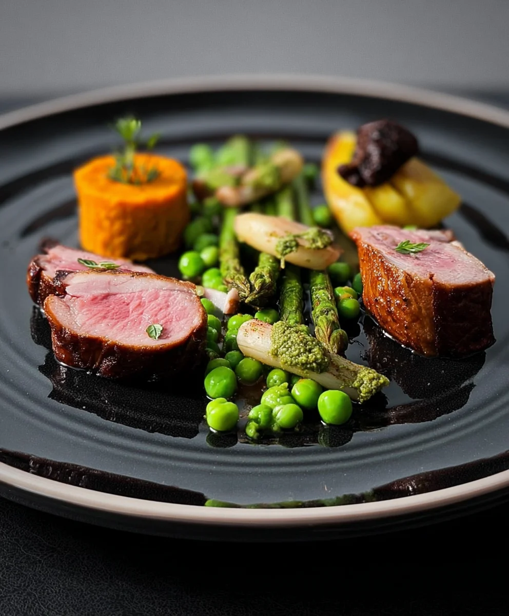 Iberico Rinderfilet: Süßkartoffel, Erbse, Spargel, Pilz