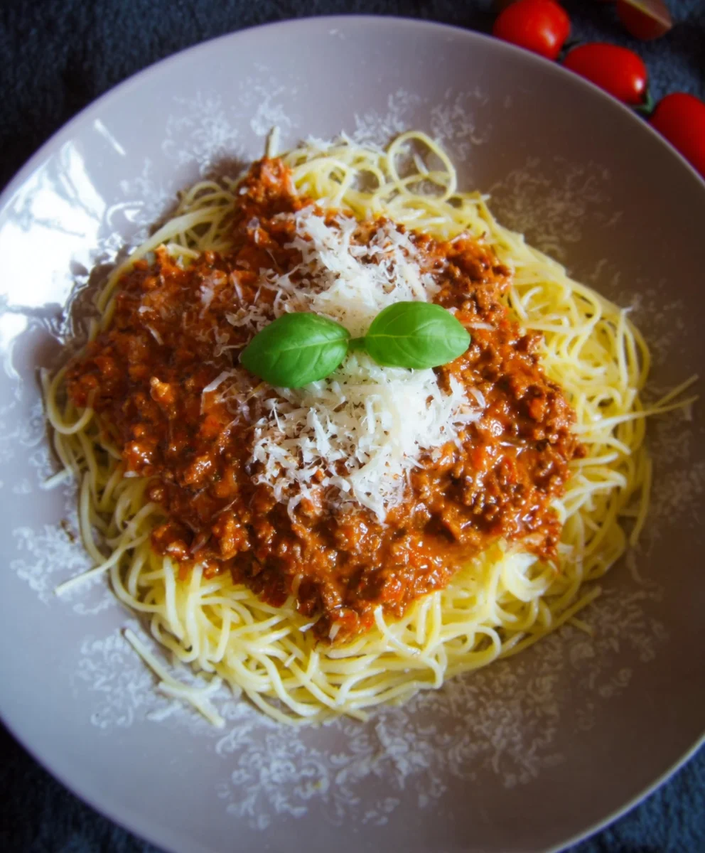 Schnelle Spaghetti Bolognese (Rind) mit Roma Salat